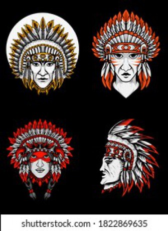 set-indian-apache-headvector-illustration-260nw-1822869635