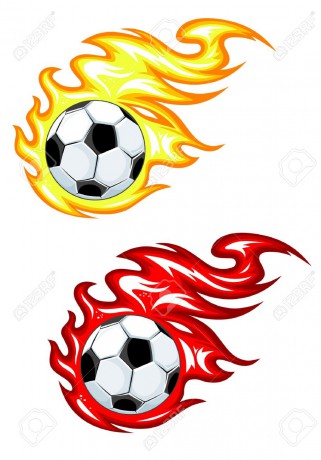 12465378-football-balls-in-yellow-and-red-fire-flames