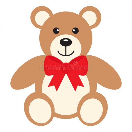 flat-icon-teddy-bear-red-bow-isolated-white-background-vector-illustration-125281932