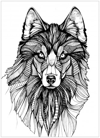 Elegant-Wolf-Coloring-Pages-for-Adults