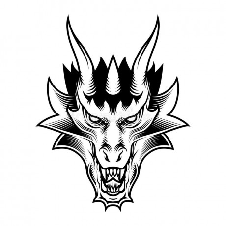 dragon-fantasy-head-vintage-style-vector-illustration-124655799