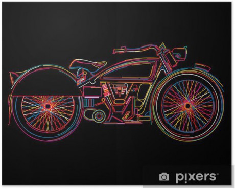 plakaty-vintage-motocykl-skica