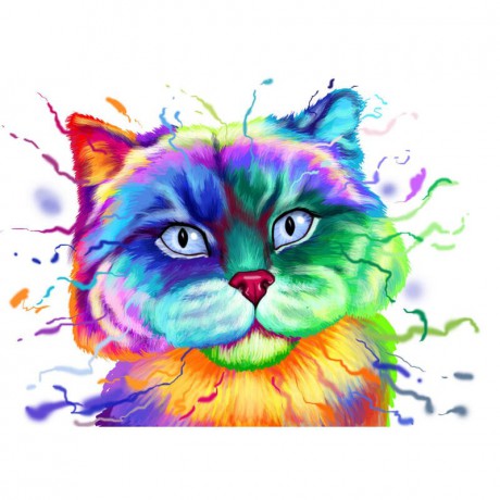 krásná-britská-kočka-portrétní-karikatura-v-duhovém-akvarelu-z-fotografií