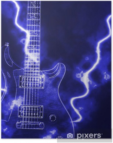 plakaty-elektricka-kytara-a-svetelny-paprsek