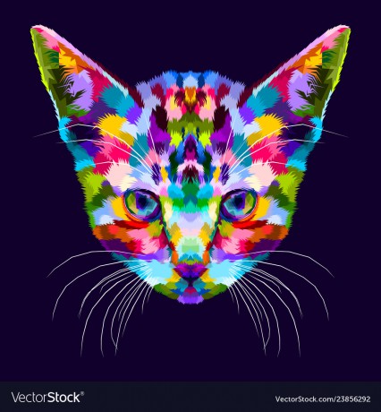 colorful-kitten-on-abstract-pop-art-vector-23856292
