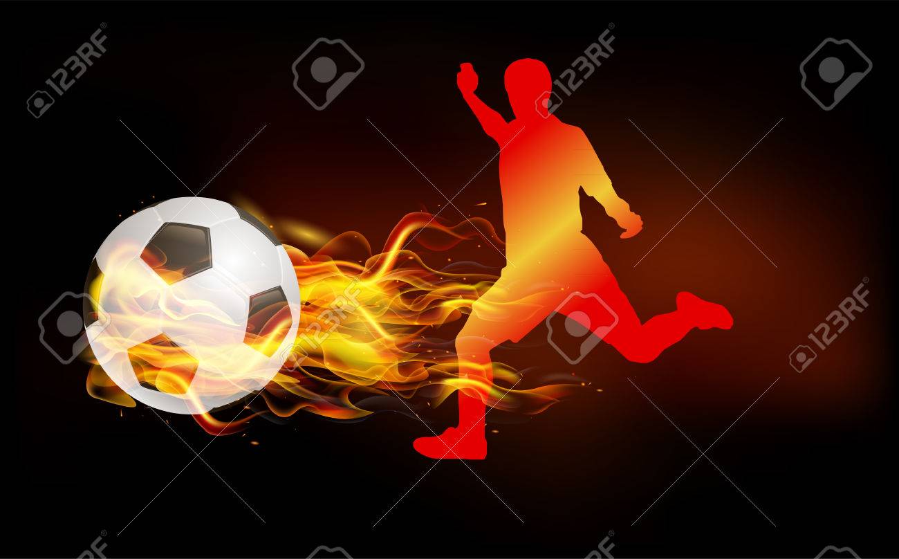 33225126-fußball-spieler-ist-fußball-feuer-spielen