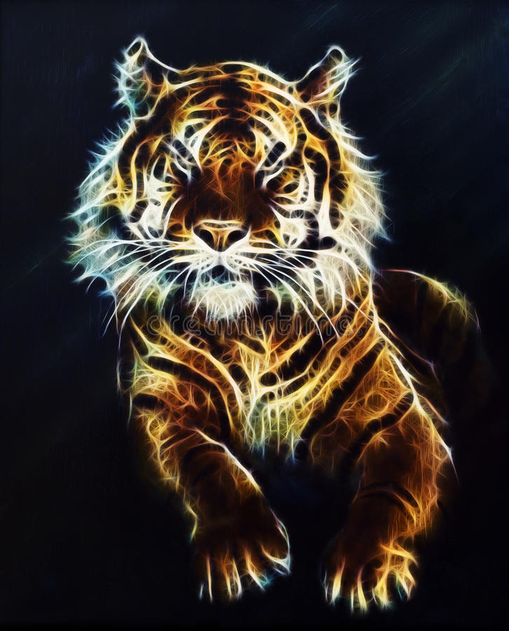 tiger-fractal-beautiful-color-ornaments-background-oil-painting-canvas-mighty-looking-up-courageously-black-49332960